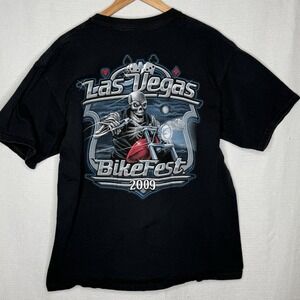 Las Vegas Bikefest 2009 Shirt Mens XL Black Skull Dice Motorcycle‎ Biker Moto